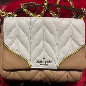 kate spade White and Tan Quilted Crossbody Bag